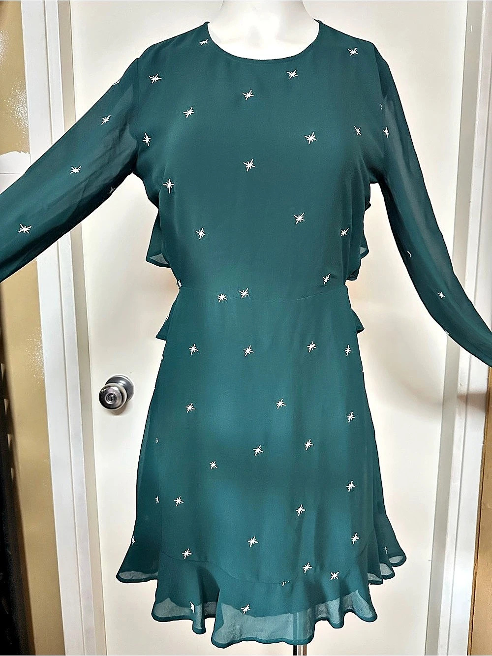 Lulus Counting Constellation Star Mini Dress Green Size Small